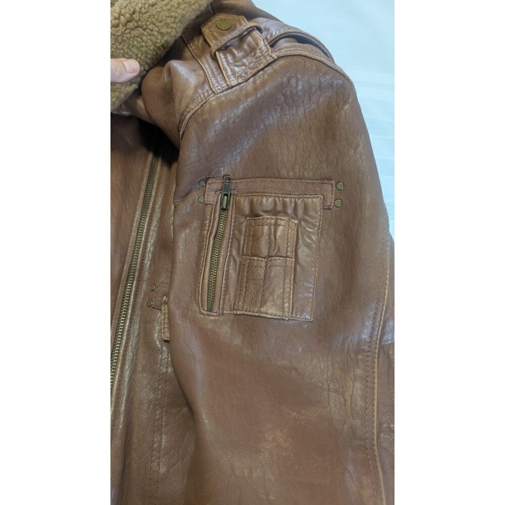 Vintage Brown Wilson's Leather Bomber Jacket with Faux Shearling Collar - XL - Picture 8 of 13